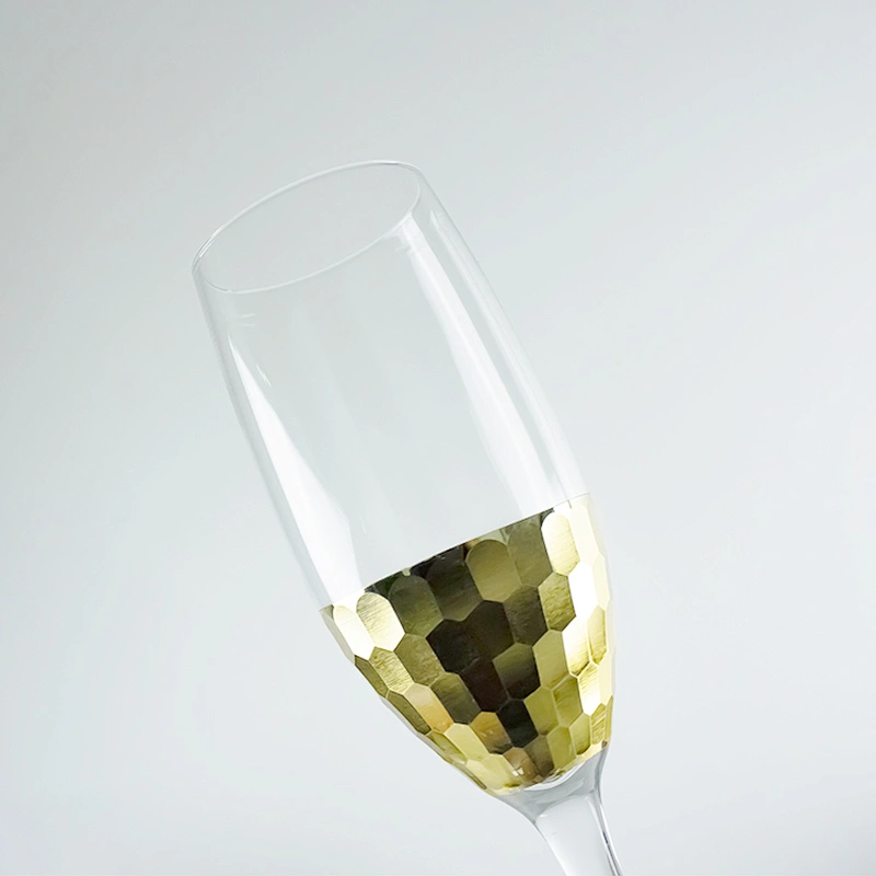 2019 New Gold Foil Golden Honeycomb Tinfoil Crystal Champagne Wine Glass