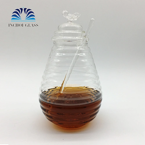 INCHOI Hot Sale Wholesale 660ml Transparent Glass Honey Jar