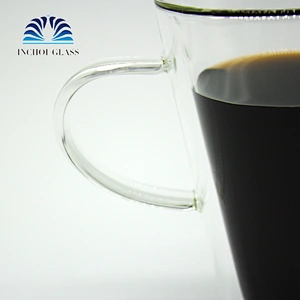 INCHOI Coffee or tea mugs Double wall Glassware 12 ozbellagio tumbler with handle glass cup