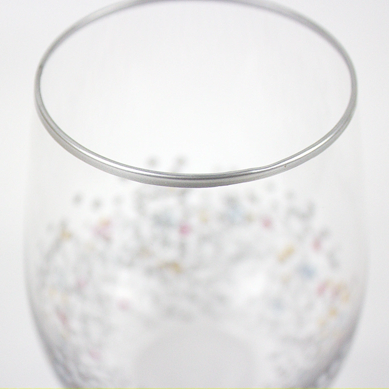 Silver Gray Edge Colored Lines Hand-painted Color Points Red Glass Wine