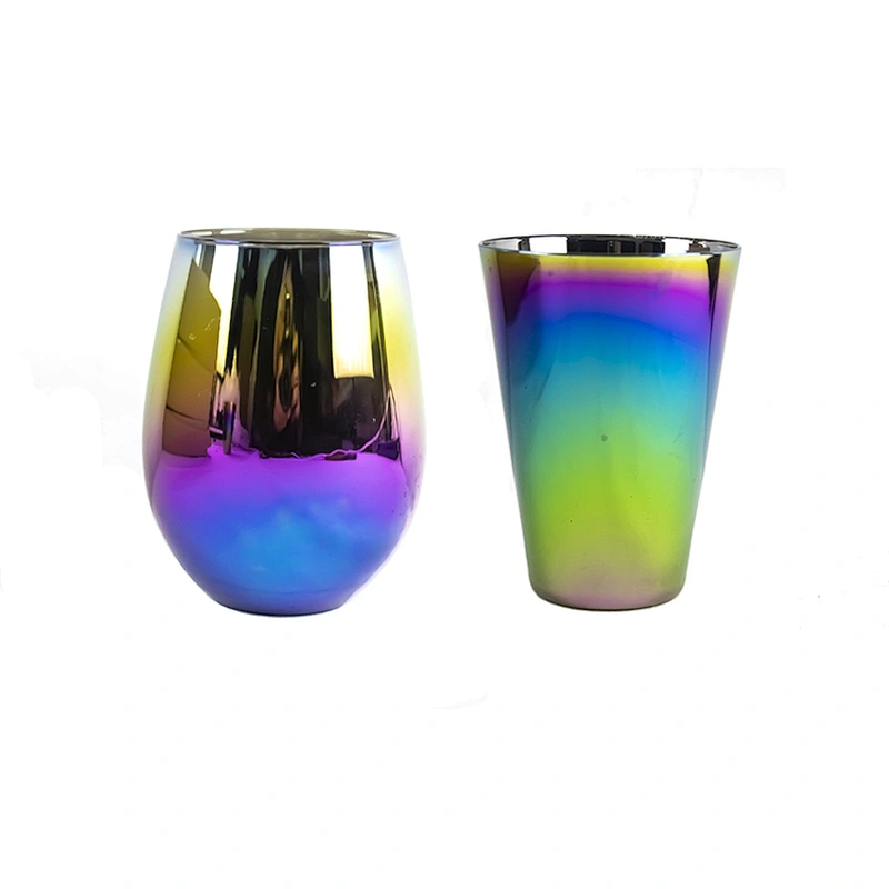 Manufacturers Wholesale Lridescence Series Beer Drinking Dark Blue Color Flat Bottom Glass