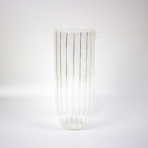 gold medal supplier custom clear Vertical stripes edges kettle Glass bottle Juice pot