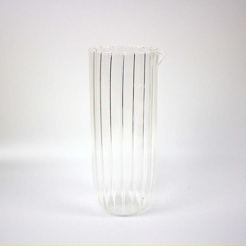gold medal supplier custom clear Vertical stripes edges kettle Glass bottle Juice pot