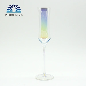 Rainbow Color Plating Color 200ml Transparent Crystal Champagne Glass