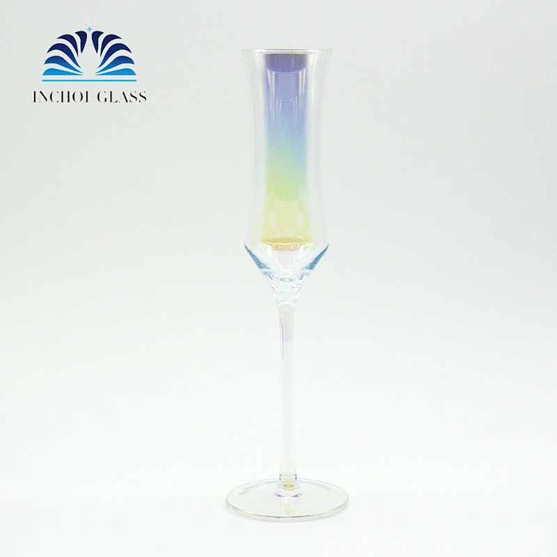 Rainbow Color Plating Color 200ml Transparent Crystal Champagne Glass
