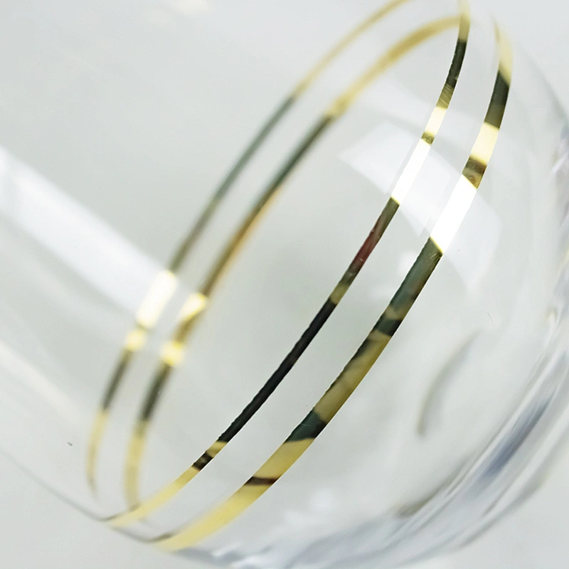 High-grade Golden Decal Stripe Liquor Transparent Crystal Red Beer Glass Cup