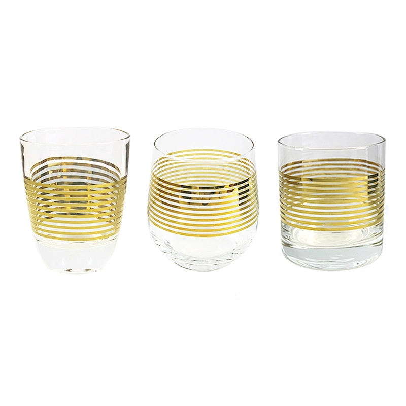 Golden Series Horizontal Stripes Art Whisky Wine Glass