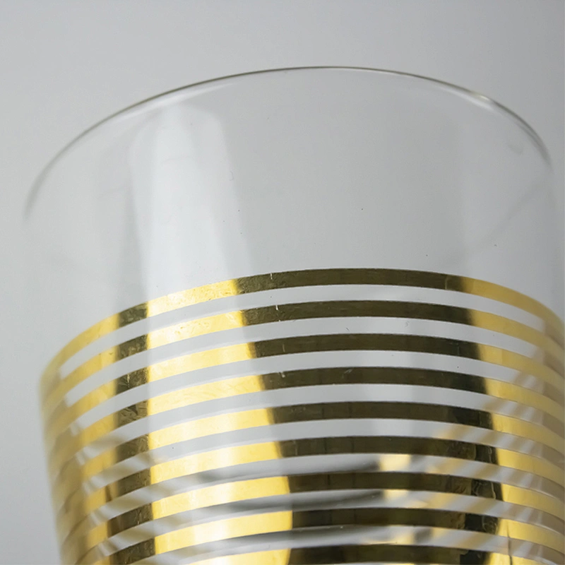 Gold Line Glass Cup Of Whisky Red Wine Glass For Bar