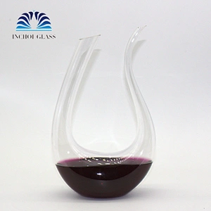 500ml 100% Hand Blown Lead-free U Swan Shape Wine Glass Decanter for Wedding