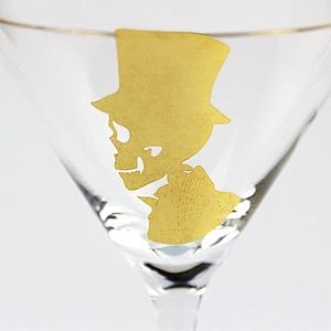 2019 New Cool Design Gold Skull Pattern Clear Mattie Glass/Cocktail Glass