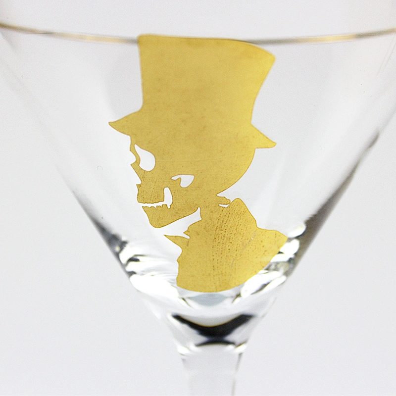 2019 New Cool Design Gold Skull Pattern Clear Mattie Glass/Cocktail Glass