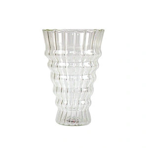 Crystal wine glass Horizontal Grain Vertical Stripes Double Wall Fruit Juice Beer Tea Cup Mike Glass