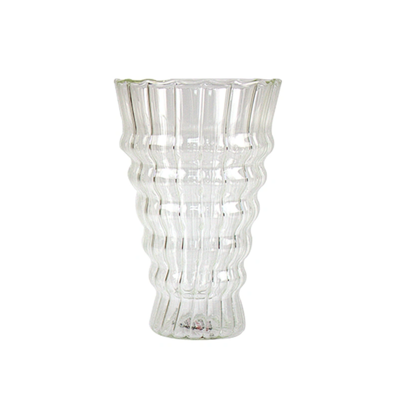 Crystal wine glass Horizontal Grain Vertical Stripes Double Wall Fruit Juice Beer Tea Cup Mike Glass