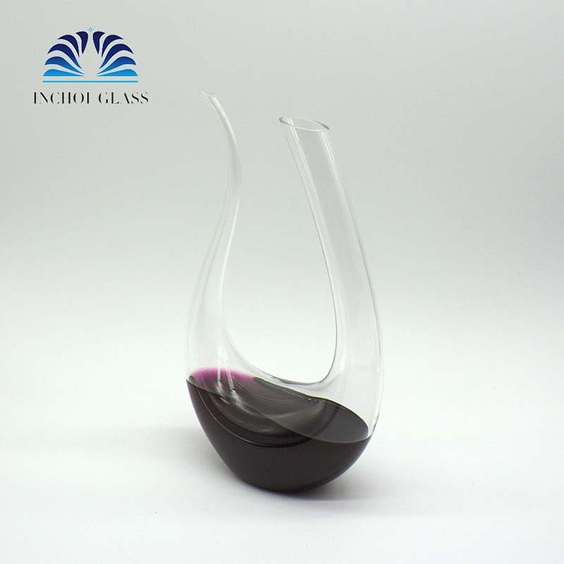 500ml 100% Hand Blown Lead-free U Swan Shape Wine Glass Decanter for Wedding