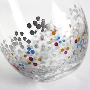 Silver Gray Edge Colored Lines Hand-painted Color Points Red Glass Wine