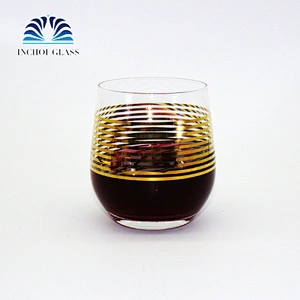 Gold Design DOF drinking water whisky Vertical Stripes Wine  Glass Cup