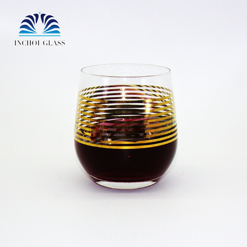 Gold Design DOF drinking water whisky Vertical Stripes Wine  Glass Cup