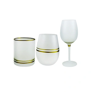 2019 Amazon popular items Gold Golden Line heat resistant opal dinner set glassware