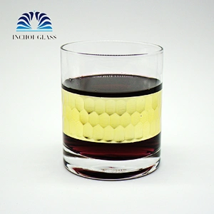 New Design Clear Golden Grain Sticker Decal Cup Honeycomb Whisky Glass