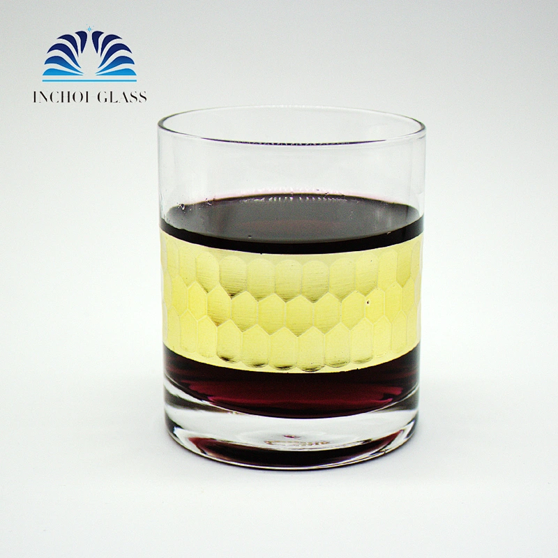 New Design Clear Golden Grain Sticker Decal Cup Honeycomb Whisky Glass