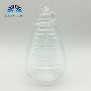 INCHOI Hot Sale Wholesale 660ml Transparent Glass Honey Jar