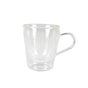 Double Deck Clear Crystal Glass With Handle Coffee Mug Tea Cup