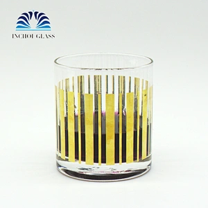 Gold Design whisky Vertical Stripes Wine  Glass Cup