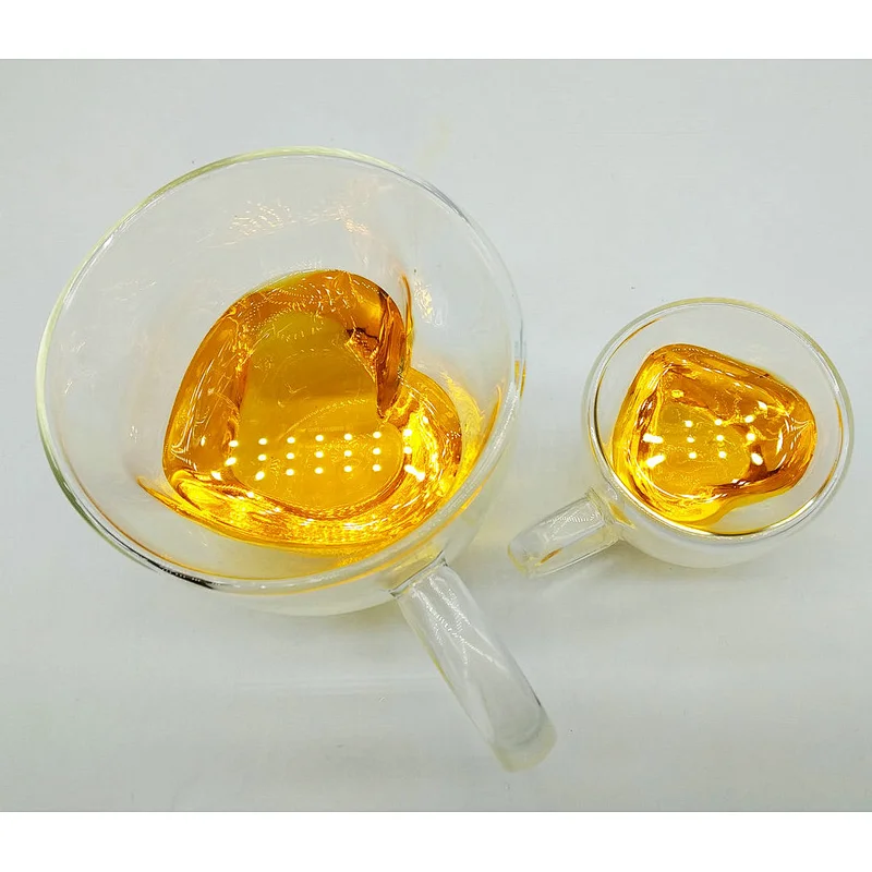 Wholesale customized heat - resistant shaped double glass, coffee cup, milk cup, peach heart glass