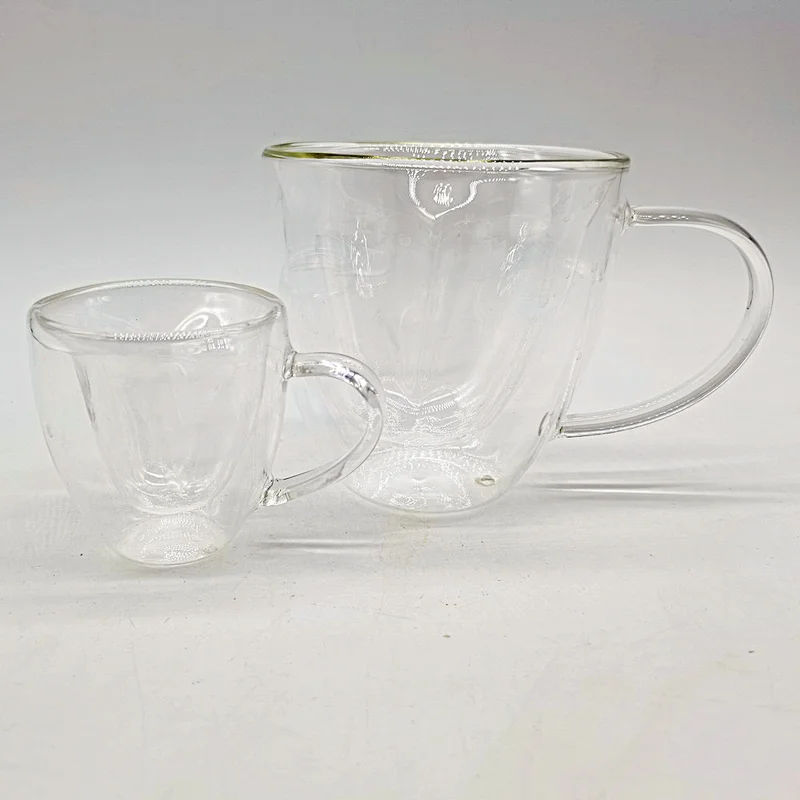 Wholesale customized heat - resistant shaped double glass, coffee cup, milk cup, peach heart glass