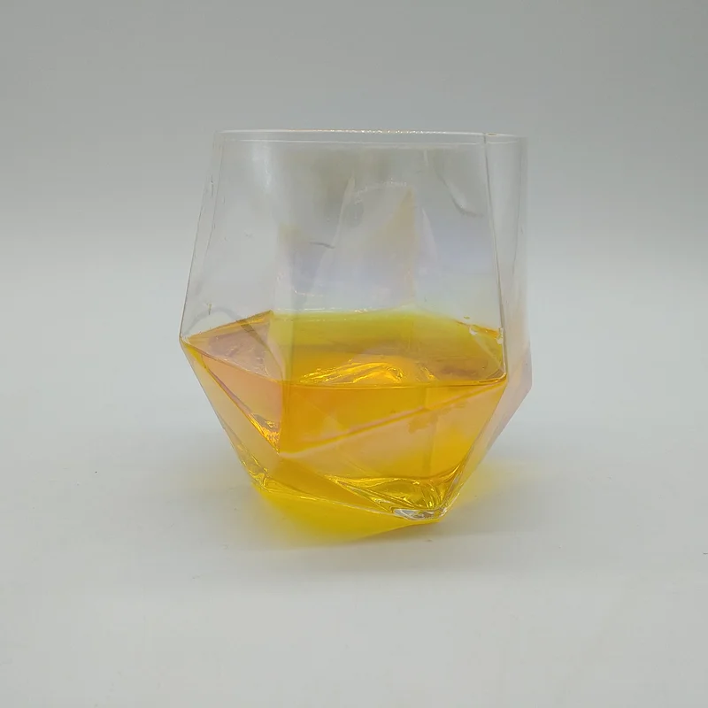 Factory price colorful electroplated polygonal irregular shaped crystal glass whiskey glass beer mug