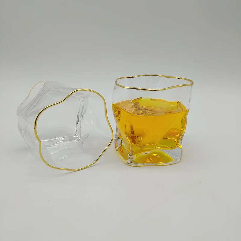 Wholesale customization of irregular shaped polygonal crystal glass glasses for whiskey cups