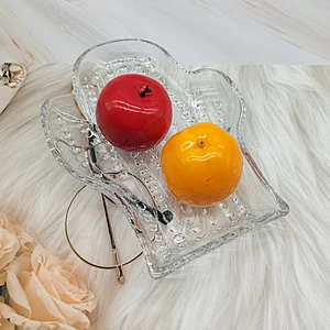 Crystal glass tray shaped tray set dry fruit bowl fruit bowl household dish