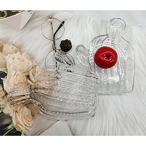 Crystal glass tray shaped tray set dry fruit bowl fruit bowl household dish