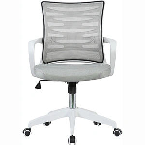 Lifting Control Executive Staff Chair,White Mesh Office Chair with Armrest