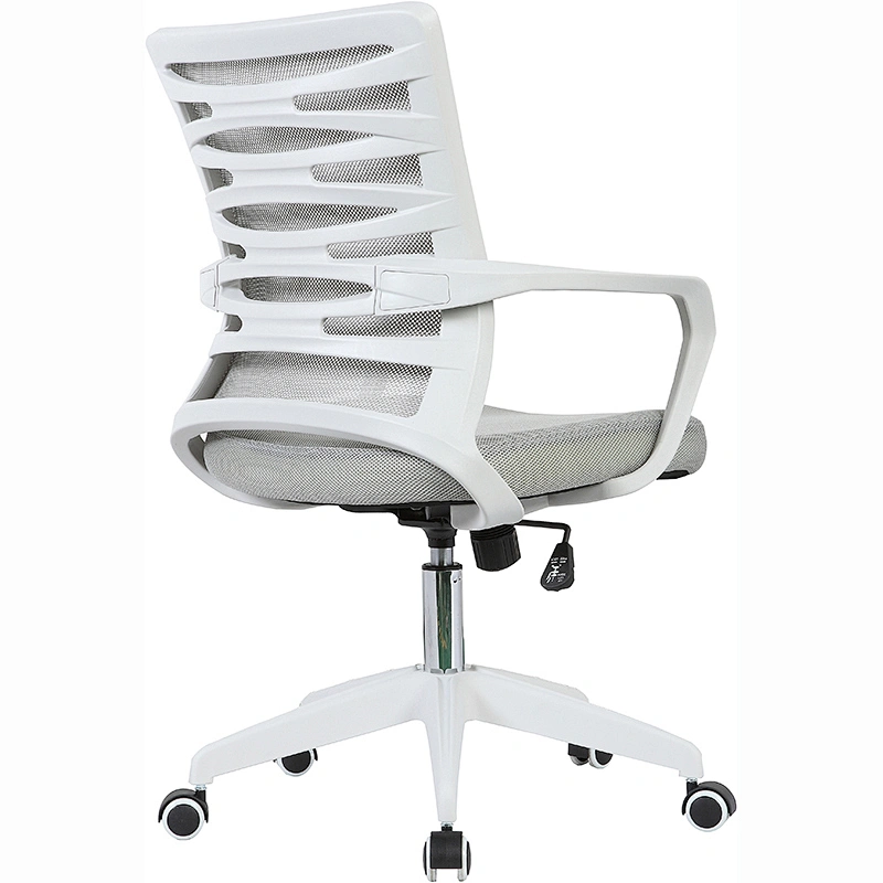 Lifting Control Executive Staff Chair,White Mesh Office Chair with Armrest