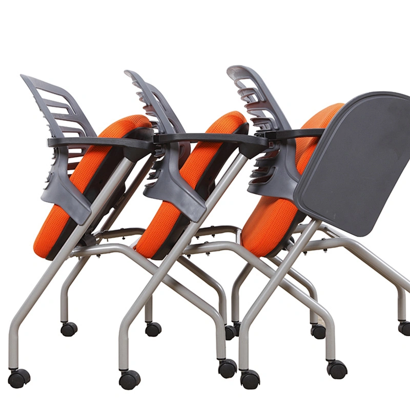 Foldable Metal Frame Training Chairs With Writing Pad, Stacking Chair