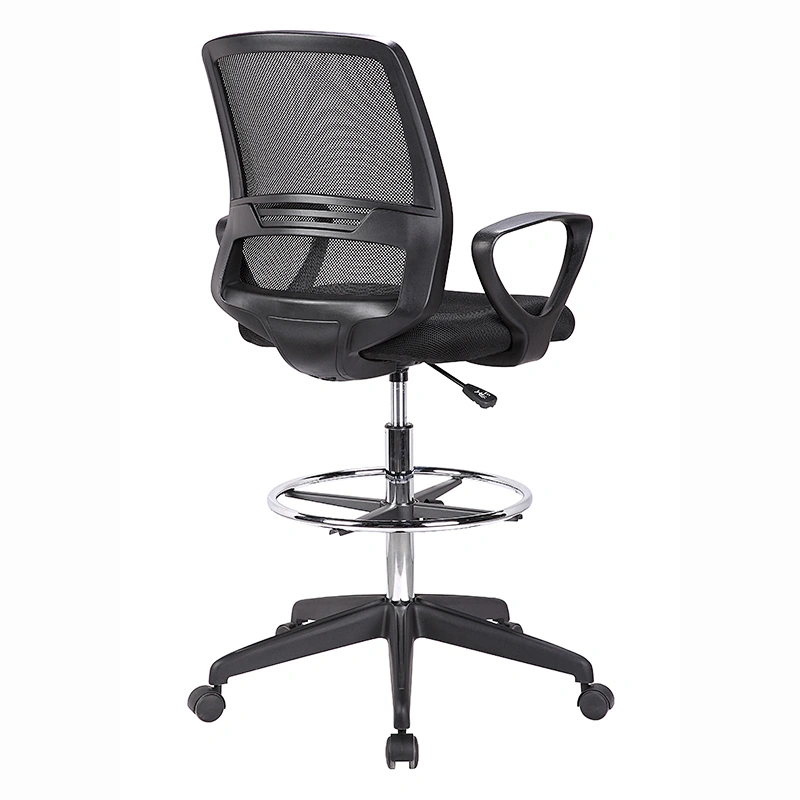 modern design fixed armrest lumbar support mesh drafting office chair with footrest