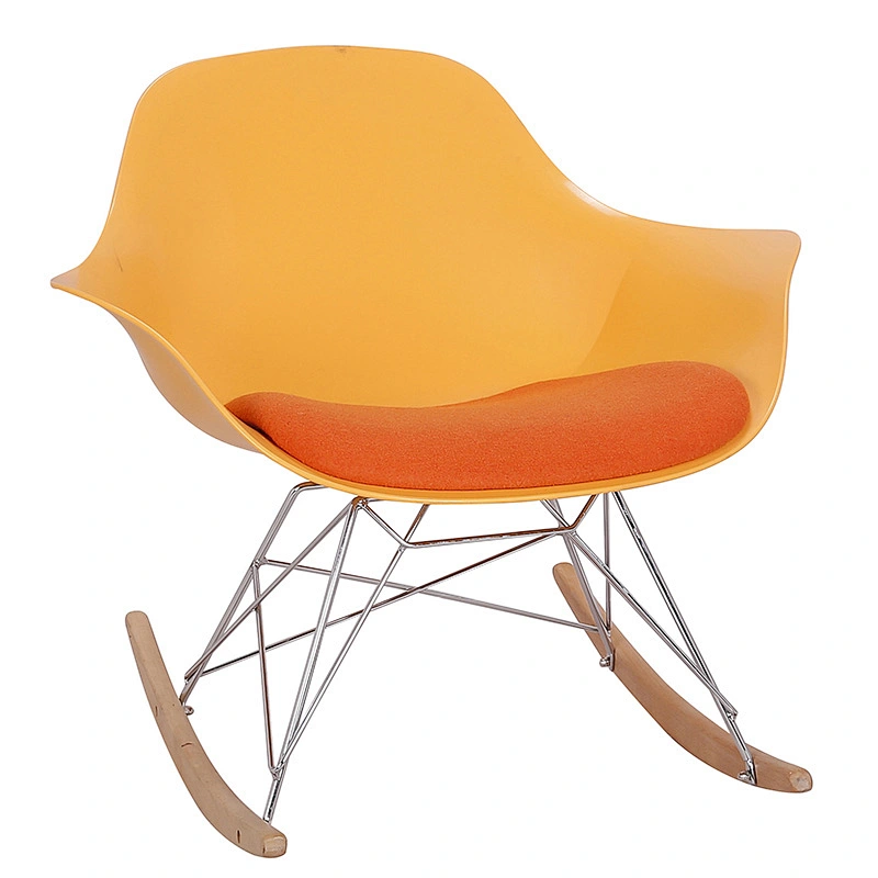 Comfortable Plastic backrest Natural Wood Legs Arm Chair Matte Finish