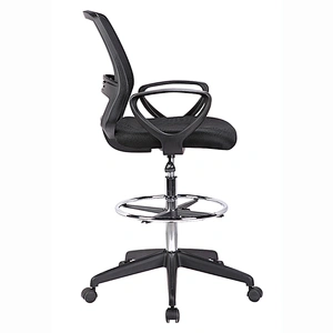 modern design fixed armrest lumbar support mesh drafting office chair with footrest
