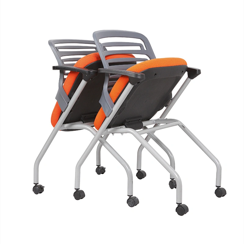 Foldable Metal Frame Training Chairs With Writing Pad, Stacking Chair