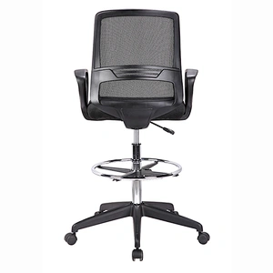 modern design fixed armrest lumbar support mesh drafting office chair with footrest