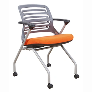 Foldable Metal Frame Training Chairs With Writing Pad, Stacking Chair