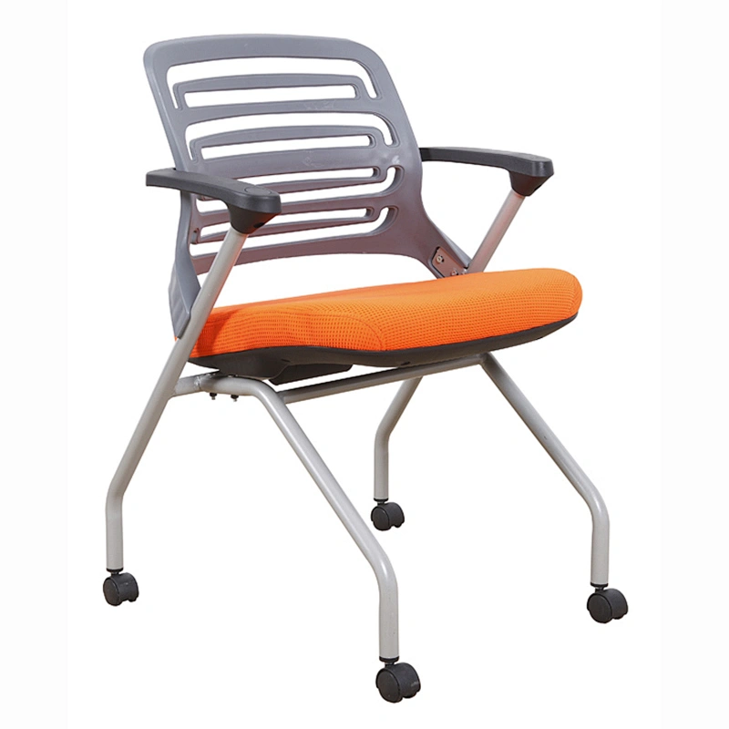 Foldable Metal Frame Training Chairs With Writing Pad, Stacking Chair