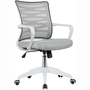 Lifting Control Executive Staff Chair,White Mesh Office Chair with Armrest