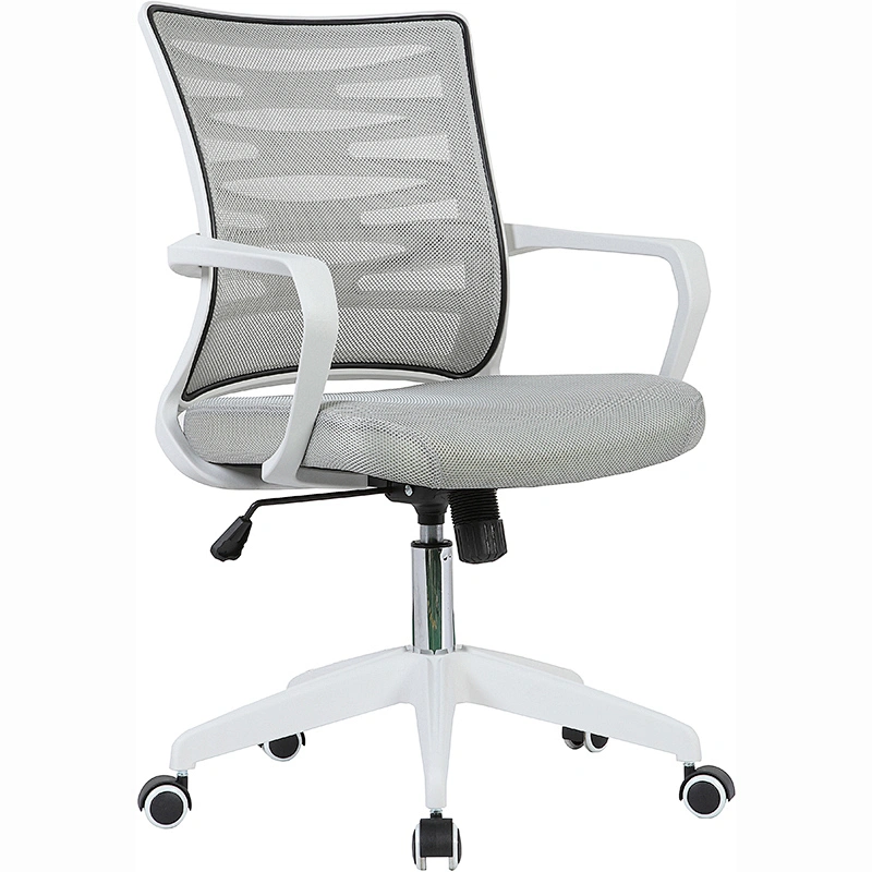 Lifting Control Executive Staff Chair,White Mesh Office Chair with Armrest