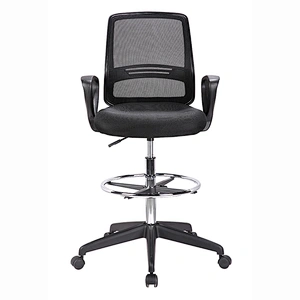modern design fixed armrest lumbar support mesh drafting office chair with footrest