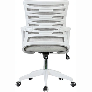 Lifting Control Executive Staff Chair,White Mesh Office Chair with Armrest