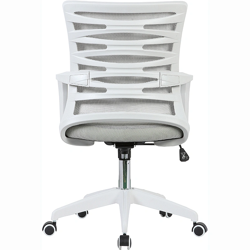 Lifting Control Executive Staff Chair,White Mesh Office Chair with Armrest