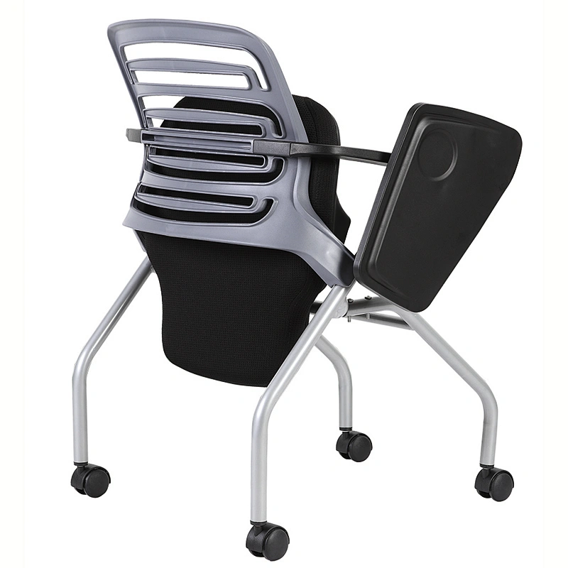 Foldable Metal Frame Training Chairs With Writing Pad, Stacking Chair