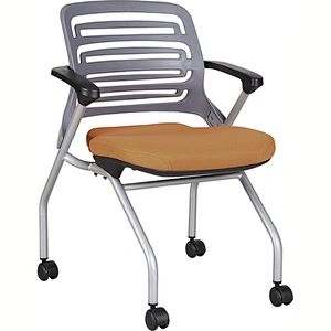 Stackable Training Chair with Plastic Back, Folding Reception Chair for Student Use